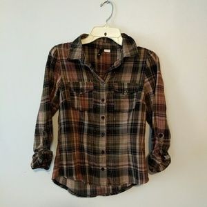 Divided by H&M button cotton plaid shirt size 6